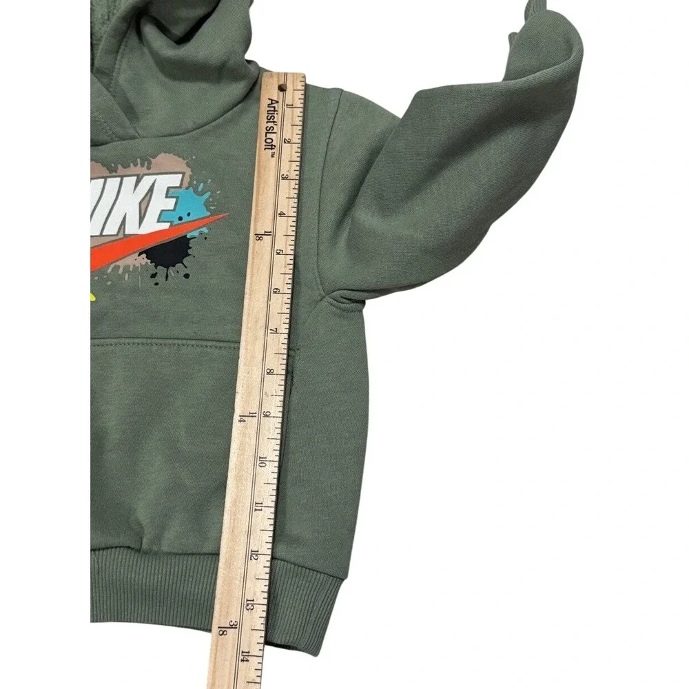 Nike Futura Hoodie Kids 2T Green Splatter Graphic‎ Fleece Pullover Sweatshirt